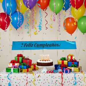 Écharpe d'anniversaire bleue avec lettres noires, décoration élégante pour fête, sac de 12 pièces - Product Image 3