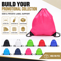 Sac à cordon personnalisé en polyester OEM avec coins renforcés, œillets métalliques et plusieurs couleurs pour événements, écoles et promotion