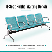 Banc d'attente médical, banc d'hôpital, structure entièrement métallique, sièges publics ergonomiques multi-places 2, 3, 4, 5 pour cliniques et centres commerciaux
