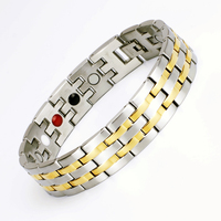Bracelet scalaire quantique en acier au titane de fonction de santé d'ion négatif promotionnel en gros pour les hommes Bracelet d'énergie magnétique d'ion