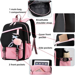 Zaino per bambini Multi-pezzo da scuola elementare da ragazza con ciondolo e organizer - Product Image 2