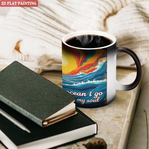 Mug en céramique 11oz, sensible à la chaleur, changeant de couleur, design océan, tasse à boire quotidienne - Product Image 3
