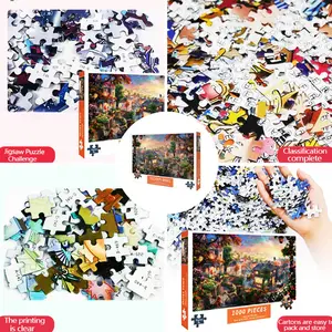 Custom High Clarity Colorful Clear Castle Flower Beautiful Scenery 1000 Pieces Simple Jigsaw Paper Puzzle Game Educational Toy