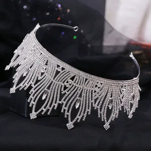 2025 Nueva Corona nupcial verde <span class=keywords><strong>princesa</strong></span> Tiara Diadema con traje de diamante fiesta accesorios de boda para mujeres - Product Image 3