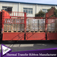 Fineray pita Transfer termal Resin/lilin, tipe 110mm x 300m untuk Printer label kode batang