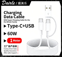 Câbles de données en gros – Câbles USB-A et double connecteur Type-C de 1 m en TPE, compatibles avec les ordinateurs portables, les téléphones et les tablettes