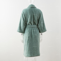 Albornoz de felpa turquesa suave para mujer, ligero, esponjoso, largo, para ducha, spa, casa, jacquard