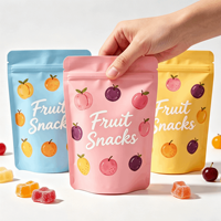 Sachet Doypack refermable à fermeture éclair robuste, thermoscellable, de qualité alimentaire, or mat, avec encoche de déchirement pour ouverture facile, pour bonbons gélifiés