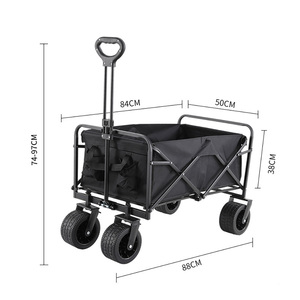 Folding <b>Collapsible</b> Camping Cart With Four-Wheel Nylon Basket Foldable Shopping Wagon Large Capacity Outdoor Utility Cart - Product Image 2