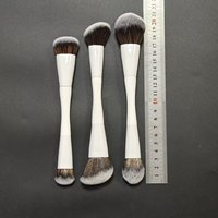 Weißes Doppelendiges Make-up-Pinsel-Set für Foundation, Rouge und Konturierung mit Weichen Synthetischen Borsten Reisefreundlicher Gesichtsapplikator