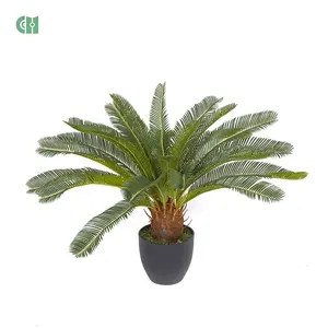 Dekorasi Hias Tanaman Revolutee Hijau Buatan Faux Folium Cycadis 72Cm Plastik Sagu Cycad Cycas Pohon Palem Bonsai dengan Pot