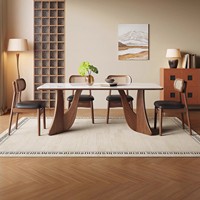 Table à manger moderne en bois massif et en pierre, extensible, rectangulaire, ensemble de salle à manger 6 places pour appartement et usage domestique