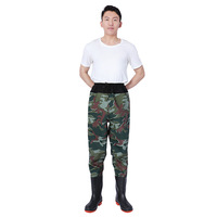 Cuissardes de pêche camouflage imperméables et coupe-vent antibactériennes pour hommes, épaissies, monopièces, avec chaussures intégrées, pour le travail et le terrassement