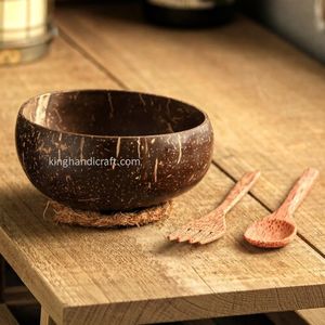 Tazón de Cáscara de Coco Hecho a Mano, Natural, Ecológico, Duradero y Ligero para Smoothies, Ensaladas, Postres, Frutas, Vajilla Reutilizable - Product Image 6