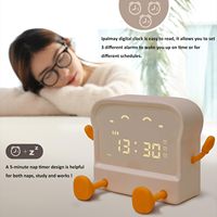 Moderne elektronische digitale cartoon broodrooster wekker timer mobiele telefoonhouder kleurveranderende nachtlampje USB oplaadbaar