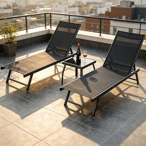 Chaise longue pliable en textilène anti-corrosion <span class=keywords><strong>avec</strong></span> dossier inclinable réglable pour <span class=keywords><strong>jardin</strong></span>, bord <span class=keywords><strong>de</strong></span> mer et piscine, rangement facile - Product Image 1