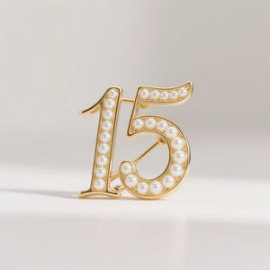 Yunan Sorority numarası 15 broş inci taklidi bayanlar Charm yaka <span class=keywords><strong>Pin</strong></span> - Product Image 6