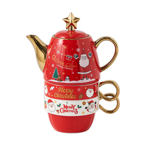 Christmas Ceramic <b>Teapot</b> and Cup Three-piece <b>Set</b> Nordic Style Eco-Friendly Reusable Home Decor Tableware Factory Direct - Product Image 6