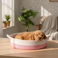 Panier de rangement multifonctionnel en corde de coton tressée moderne, durable, universel quatre saisons, avec poignée, pour lit de chat et nid sécurisé pour animaux de compagnie