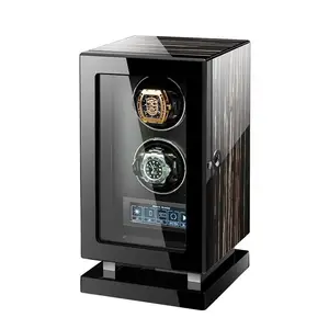 Scatole per orologi di lusso agitatore automatico per orologi custodie in legno nero avvolgitore per orologi 2 slot