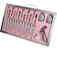 Bestseller – Ensemble de 22 pinceaux de maquillage à manche en bois orné de diamants, poils en nylon, avec bandeau et recourbe-cils