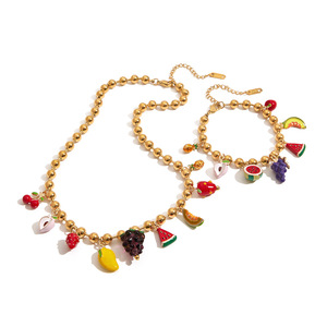 Conjunto de Collar con Colgante de Fruta de Acero Inoxidable, Joyería para Mujer, Accesorio de Moda - Product Image 1
