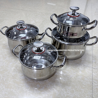 Ensemble d'ustensiles de cuisine en acier inoxydable de haute qualité 8 pièces au design classique casseroles efficaces avec couvercles en acier pour la cuisine