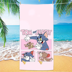 ผ้าเช็ดตัวชายหาดไมโครไฟเบอร์พิมพ์ลายการ์ตูนน่ารัก ลายแมวและหนู ซับน้ำเร็ว แห้งไว ไม่ติดทราย ขายส่งจำนวนมาก - Product Image 2