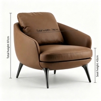Sillones Contemporáneos de Tela y Cuero con Detalles Personalizables, Muebles Europeos con Patas de Aleación de Aluminio para Sala de Estar