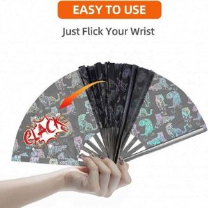 High Quality Reflective Nylon Folding Handheld <b>Fan</b> Portable Painted Music Style Promotional Wholesale New Arrival Bamboo Crafts - Product Image 3