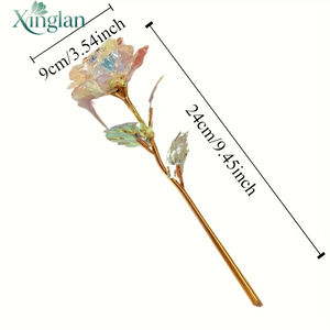 Blanc Artificiel 24K Rose Fleur Réaliste Faux Rose pour la Fête des Mères Thanksgiving Saint Valentin Fille Fête D'anniversaire Déco - Product Image 2