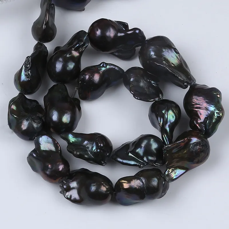 19-20mm wholesale black huge baroque freshwater pearl strand