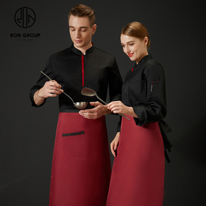 Uniforme de serveur/<span class=keywords><strong>serveuse</strong></span> unisexe à manches longues, respirant, lavable, avec poche, impression personnalisée du logo, pour cuisine, café, vêtements de travail - Product Image 5
