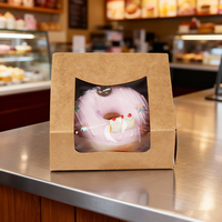 Vente d'usine - Boîtes à emporter pour gâteaux, pâtisseries et desserts en papier kraft écologiques avec fenêtre, personnalisables avec logo
