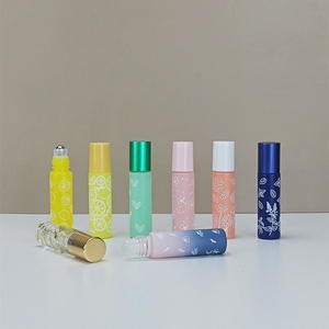 Botella Roll-on para Perfume, Color Arcoíris, Amarillo, Morado, Azul, Verde, Vidrio Esmerilado, Vacía, 5ml 10ml, para Aceite Esencial y Suero para Ojos - Product Image 3