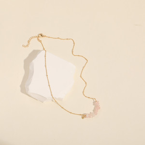 Joyería de piedras preciosas irregulares de oro de 14K, piedra rugosa, amatista de cuarzo rosa, collar de cristal personalizado con chip - Product Image 1