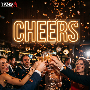 ป้ายไฟนีออน LED สีเหลืองอำพัน CHEERS พร้อมหม้อแปลงไฟฟ้า ตกแต่งบาร์สำหรับงานวันเกิด งานแต่งงาน บาร์ในบ้าน โรงแรม และร้านค้า - Product Image 3