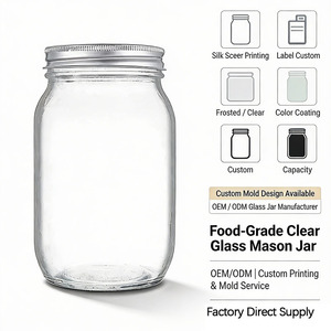 บริการ OEM ODM ขายส่งขวดโหลเก็บอาหาร ขวดโหลแยม ซอส น้ำผึ้ง ขวดโหลบรรจุอาหาร ขวดโหลปากกว้าง ขนาด 8 ออนซ์ 16 ออนซ์ พร้อมฝาโลหะ - Product Image 3