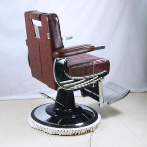 Fauteuil de barbier moderne noir pliable en cuir synthétique robuste avec pompe hydraulique et repose-pieds réglable pour salon commercial - Product Image 5