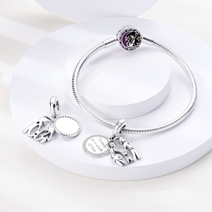 Ciondolo a Cuore in Argento con Fiori, Portafortuna per la Casa e la Famiglia, Regalo per la <span class=keywords><strong>Festa</strong></span> <span class=keywords><strong>della</strong></span> <span class=keywords><strong>Mamma</strong></span>, <span class=keywords><strong>Charm</strong></span> Pendente per Bracciale - Product Image 2
