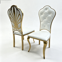 Chaise de banquet commerciale en acier inoxydable doré, dossier en forme d'éventail, haut de gamme, pour hôtels et réceptions
