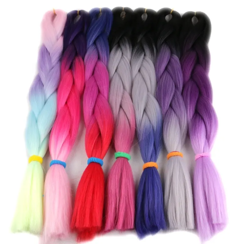 1 Gói Cổ Phần Lớn 200 + Màu Ombre Jumbo Braid Tóc Nối Tổng Hợp Tóc Bện Hộp Jumbo Tóc Bện Tổng Hợp