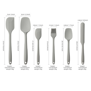 6 Piece <b>Silicone</b> Spatula Set Food Grade Heat Resistant Baking Pastry <b>Tools</b> With Brush For Cake Decorating - Product Image 3
