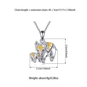 Collana Unisex in Lega di Bambù con Elefante Inciso, Accessorio Personalizzato di Tendenza Stile Europeo-Americano, Ciondolo Portafortuna per la Festa della Mamma - Product Image 6