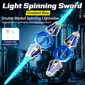 Sabre laser rotatif en plastique à double tranchant avec lumières LED clignotantes, rechargeable, pour enfants, idéal pour les fêtes et le cosplay - Product Image 6