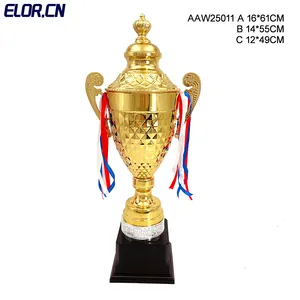 ELOR कस्टम गोल्डन फुटबॉल ट्रॉफी कप धातु पुरस्कार विनिर्माण थोक सबसे अच्छी कीमत