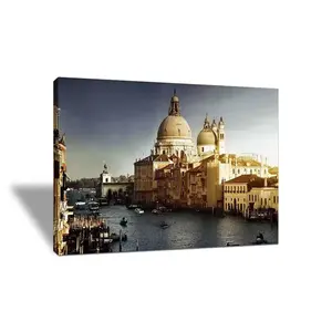 Custom Versierde Europese Beroemde Iconische Gebouw Hd Photoprints Canvas City Scape Painting Muurdecoratie