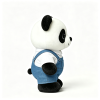 Peluche Panda Personnalisée avec Chemise Blanche et Salopette en Jean – Adorable Animal en Peluche Panda, Souvenir Doux et Mignon