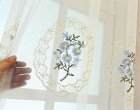 Minimaliste moderne maille brodé miroir fleur de prunier salon translucide voilages de fenêtre prêts à l'emploi