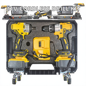 Wholesale 21V Portable Electric Cordless Brushless Drill Machine Power Drills Kit Lithium Battery Household <b>Tool</b> Set OEM <b>Tool</b> - Product Image 2